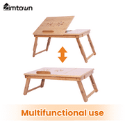 Zimtown Lap Desk 21 x 13, Nature Bamboo Folding Laptop Desk, Bed Tray Table for Computer, Adjustable Computer Notebook Desk Laptop Stand, Natural