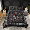 thumbnail image 2 of Erosebridal Gothic Moth Duvet Cover Set, Bohemian Aztec Mandala Bedding Full, Black Gray Red, Black Reversible 3 Pieces, 1 Duvet Cover and 2 Pillowcases (No Comforter), 2 of 6