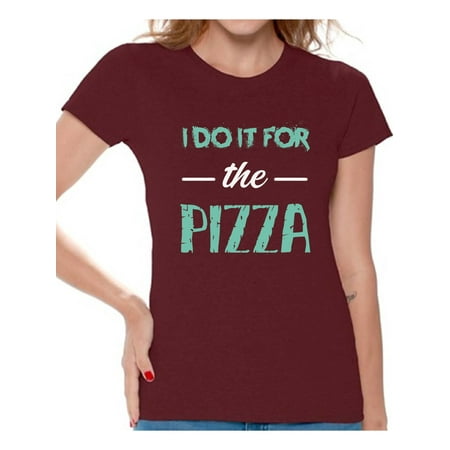 - Awkward Styles Women's I Do It For the Pizza Graphic T-shirt Tops GYM Funny Workout Saying