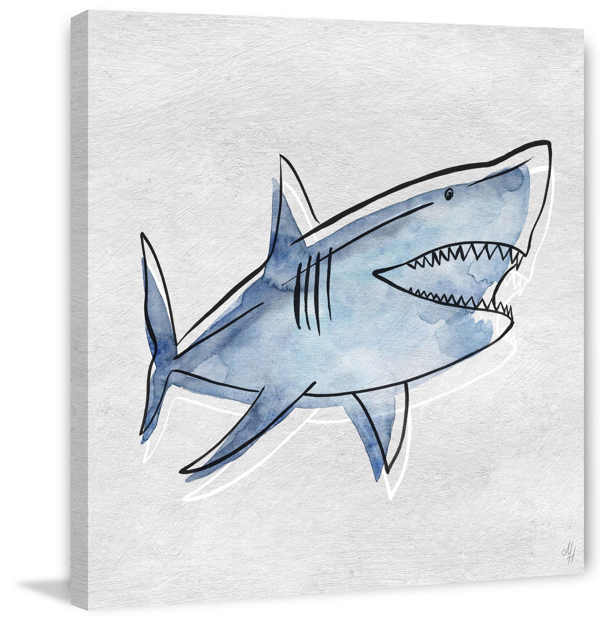 Marmont Hill Great Blue Shark Canvas Wall Art