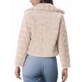 thumbnail image 3 of INSPIRE CHIC Veste Courte Duveteuse pour Femme en Fausse Fourrure à Col Rabattu, Ouverte à L'Avant, L Kaki Pâle, 3 of 6