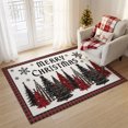 thumbnail image 4 of Merry Christmas Washable Area Rug 4 x 6 ft Black Red Xmas Tree Snowflakes Plaid Border Soft Non‑Slip Rugs Stain Repellent Indoor Mats for Living‑Room, Guest Bedroom, Casual Dining Room, 4 of 9