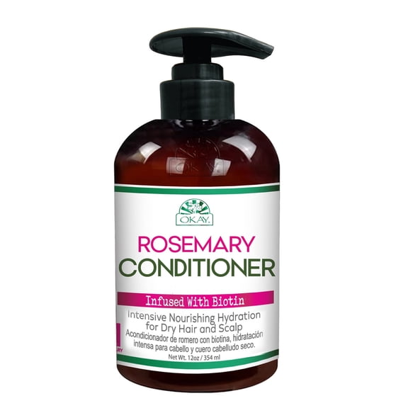 OKAY Rosemary Conditioner with Biotin & Argan Oil, Moisturizing & Strengthening Hair Conditioner for All Hair Types, 12 oz