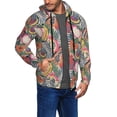 thumbnail image 2 of Zufioo Tropical Fruit Print Men's Hooded Cardigan, Zip-up Long-Sleeved Sweatshirt Jacket Sportswear-Small, 2 of 5