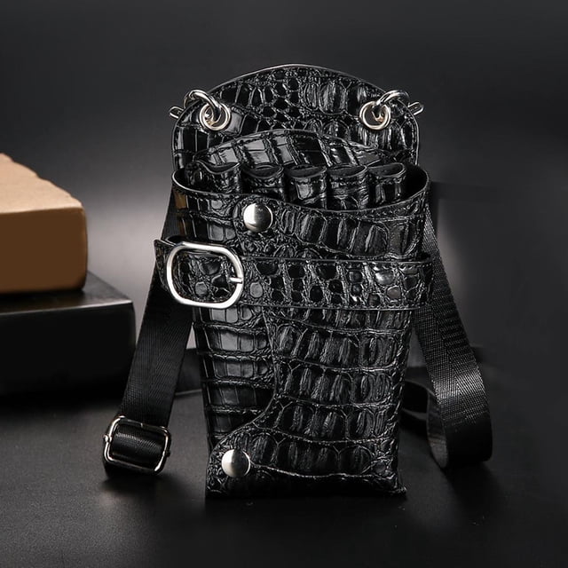 Estuche para tijeras Yinane cuero PU negro