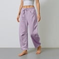 thumbnail image 4 of Resicozy Womens Barrel Sweatpants 2025 Baggy Wide Leg Solid Color Pants Casual Elastic Waisted Drawstring Sweat Pants with Pockets Purple XL, 4 of 7