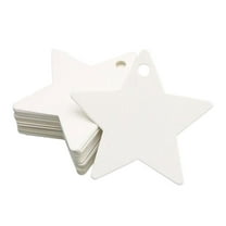 HOMYL 100 X Star Shaped Gift Tags Hanging Tag Projects with Hole Decorations Star Tags White