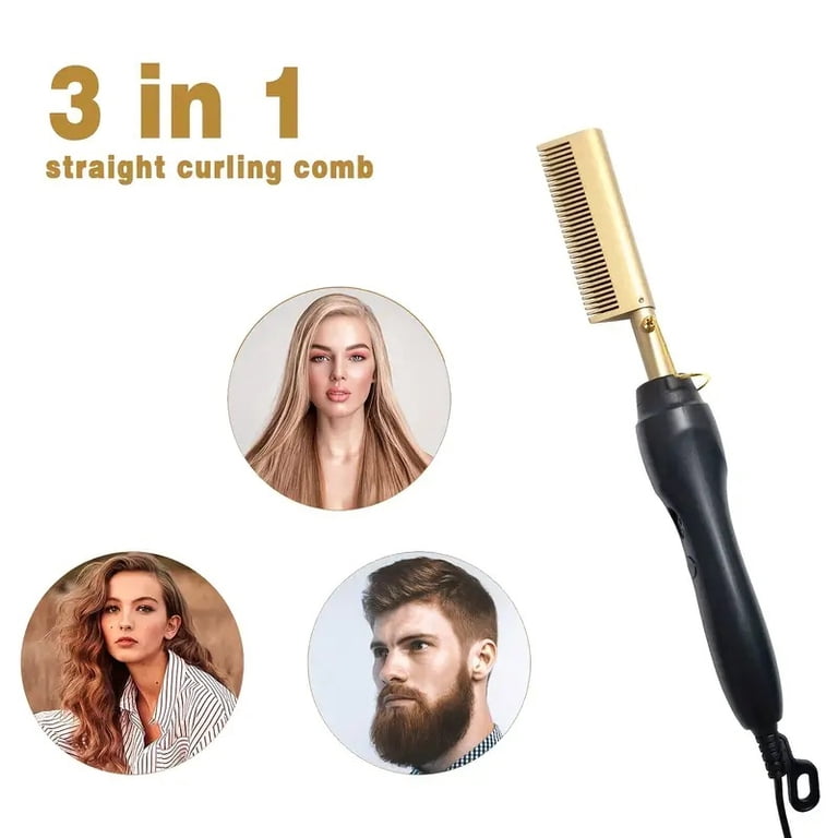 2 in 1 Hot Comb Hair Straightener Flat Irons Straightening Brush