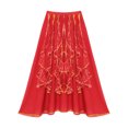 thumbnail image 5 of Haitryli Womens Belly Dance Chiffon Skirt Elastic Waistband Arabian Dance Skirt Dancer Outfits Red S, 5 of 6