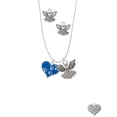 thumbnail image 2 of Delight Jewelry Silvertone Royal Blue Enamel Heart with Paw Prints Silver tone Guardian Angel Charm Necklace and Stud Earrings, 2 of 4