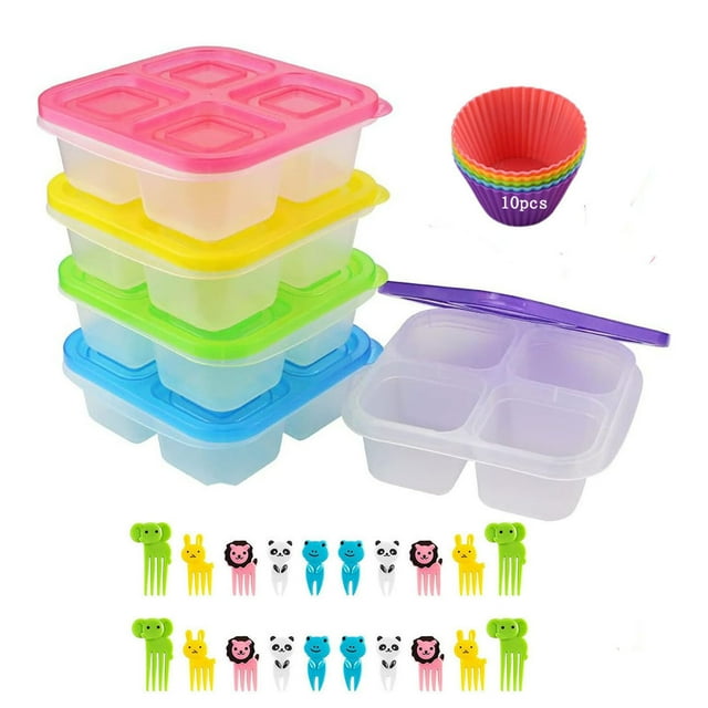 Rbaofujie Bento Lunch Box for Girls 5pc/7pc Food Grade Compartment Lunch Box Plastic Fresh-Keeping Lunch Box with Lid Microwave Heating Lunch Box Lunch Box for Boys