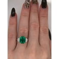 thumbnail image 5 of Gorgeous 3.8 Ctw Bright Green Emerald Cushion Cut 925 Sterling Silver Ring, 5 of 5