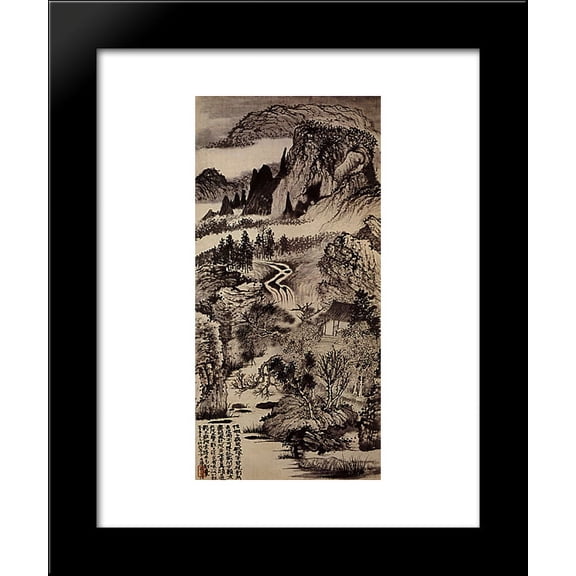 Jinting Mountains in Autumn 20x24 Framed Art Print by Shitao