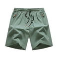 thumbnail image 3 of Men's Elastic Waist Zippered Pocket Training Shorts, Fitness Gym Shorts, Athletic Workout Shorts, Polyester Quick Dry & Breathable, For Running, Jogging, Sports, Summer | JASKFLY,Green XS, 3 of 9