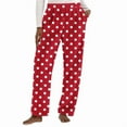 thumbnail image 4 of HAOTAGS Womens Pajama Pants,Lounge Pants Fleece Wide Leg Pockets Casual Sleep Pants Red L, 4 of 4