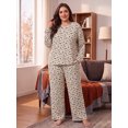thumbnail image 3 of Cueply Women's Plus Size Pajama Set Long Sleeve Loungewear Long Pants Sleepwear Soft 2 Piece Pjs with Pockets, 3 of 9