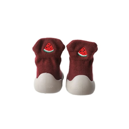 

Gomelly Girls Boys First Walking Shoe Prewalker Sock Shoes Non-Slip Floor Slippers Breathable Socks Bedroom Indoor Wine Red 4.5C