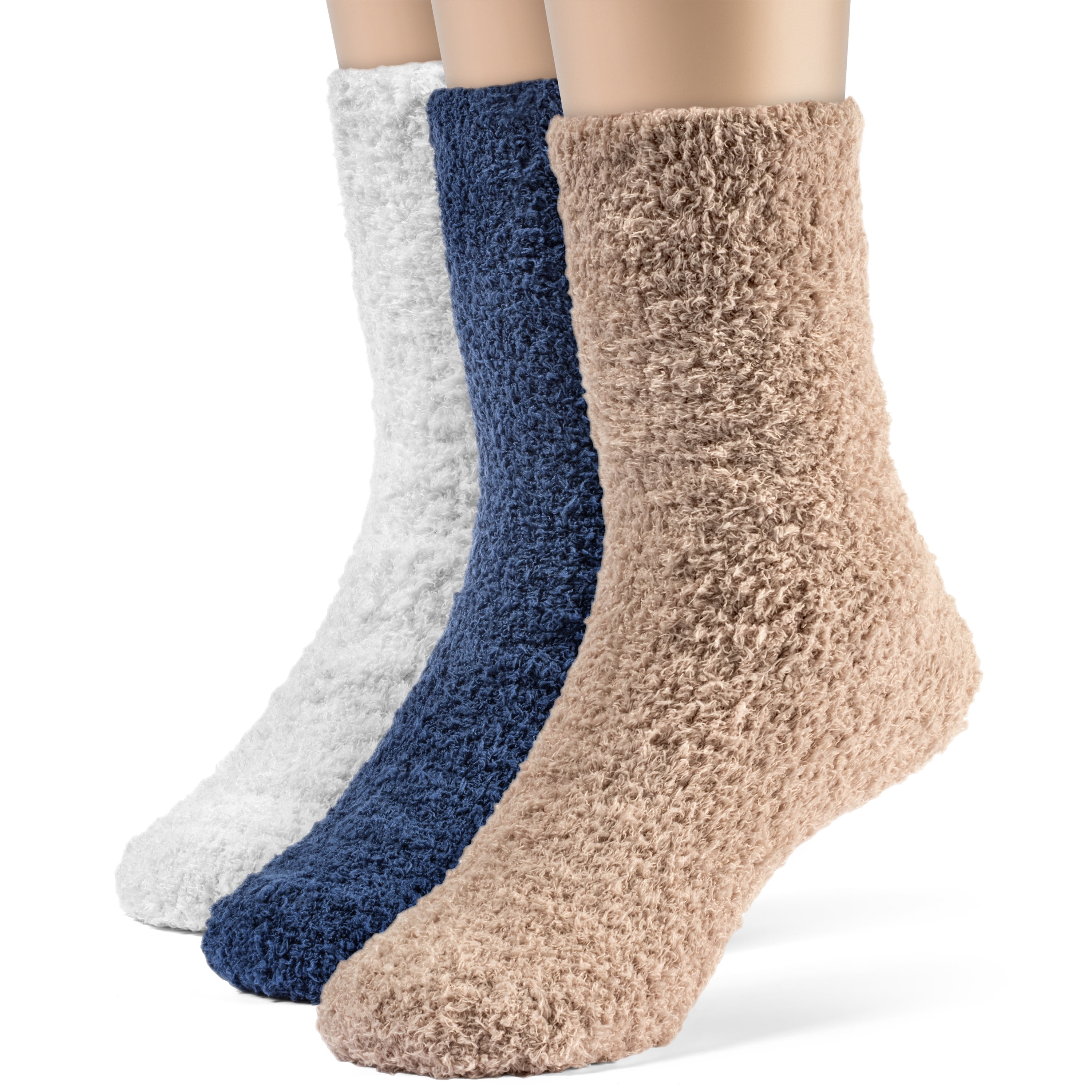 ChanPell Girls' Assorted Fuzzy Crew Plush Socks 3 Pairs