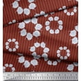 thumbnail image 2 of Soimoi Red Velvet Fabric Artistic Floral Wreath & Stripe Print Sewing Fabric Yard 58 Inch Wide, 2 of 3