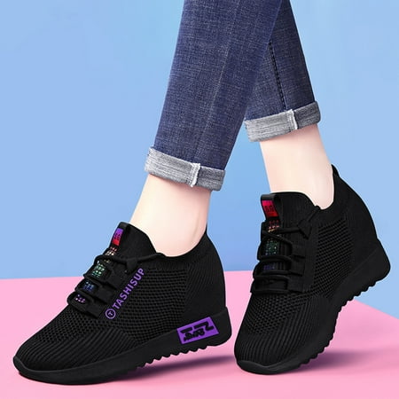 

XIAQUJ Women Ladies Inner Mesh Wedge Casual Sports Shoes Sneakers Women s Fashion Sneakers Purple 7.5(38)