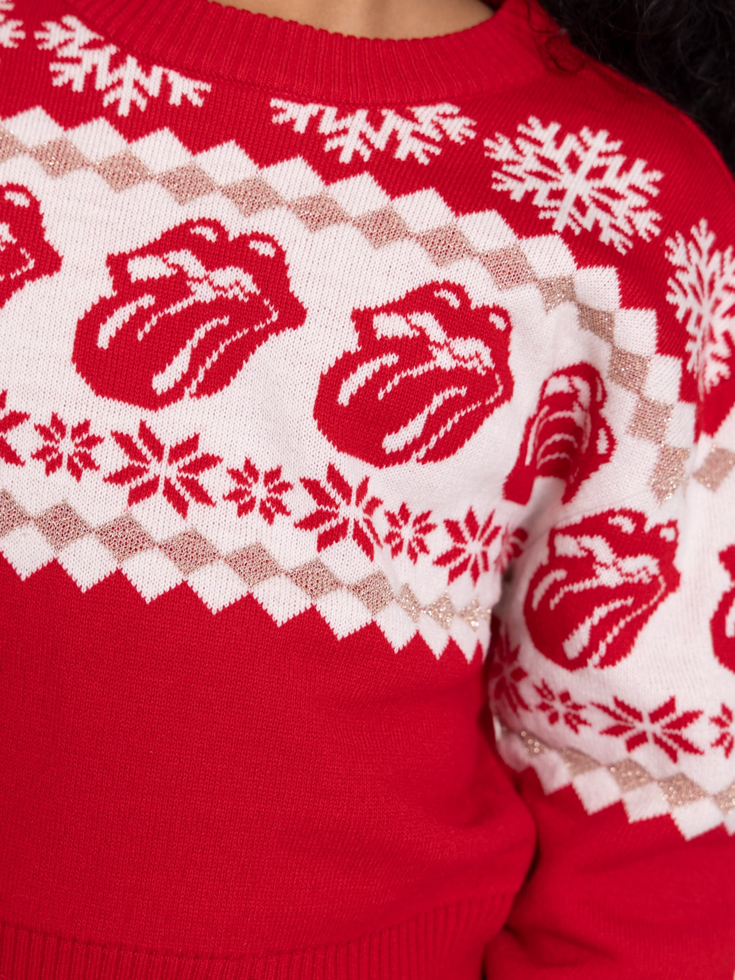The Rolling Stones Girls Metallic Lurex Holiday Sweater, Sizes 4-16