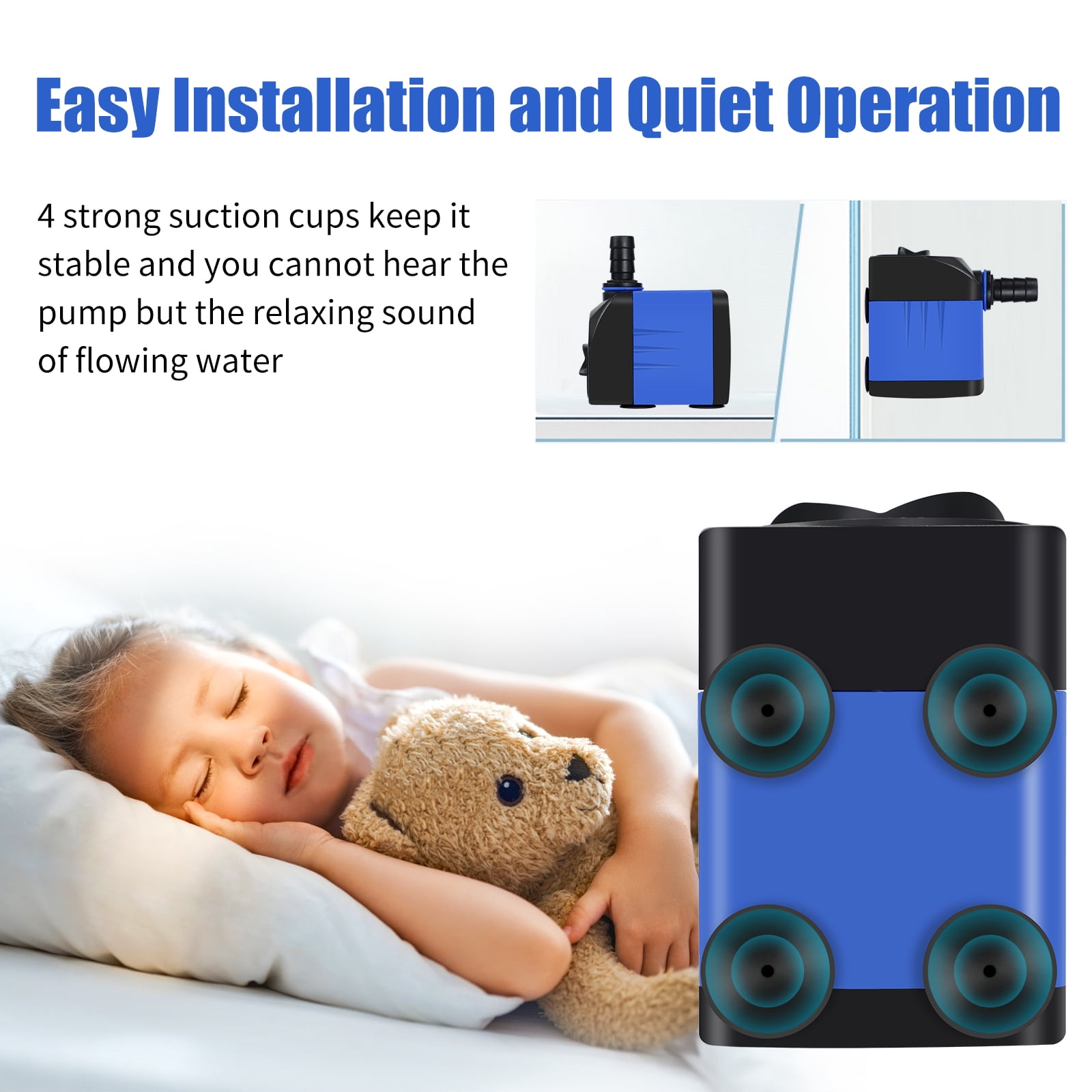 Aquaneat Fountain Pump, 480 GPH Submersible Water Pump with 5 ft Tubing, for Aquarium Fish Tank, Water Table, Waterfall, Hydroponics