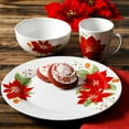 thumbnail image 2 of Gibson Holiday Poinsettia Service de table 12 pièces en céramique fine, 2 of 6