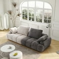thumbnail image 2 of Modern 86.6″ Two-Seat Sofa in Beige with Grey Suede Fabric for Living Room, 2 of 12
