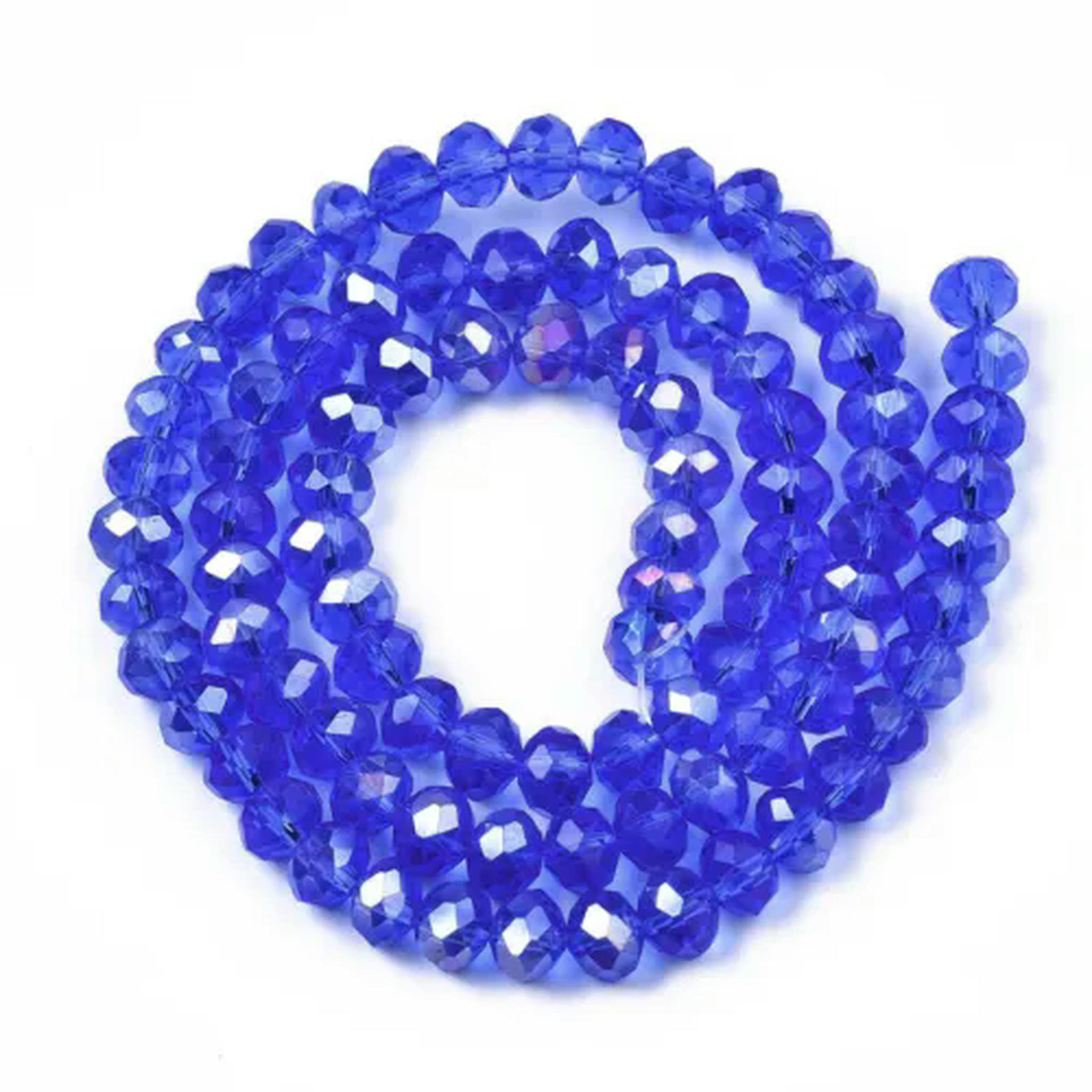 U8MO 10Strds Crystal Glass Beads Rondelle Faceted Tiny Loose Bead Beading Craft 6x4mm-Blue 02 AB