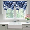 thumbnail image 5 of White Wildflower Tie Up Curtain 54 Inches Long, Watercolor Floral Leaves Plants Navy Blue Balloon Style Kitchen Window Curtain Over Sink, Small Window Rod Pocket Curtain 42"x54", 5 of 9