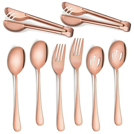

Stainless Steel Flatware Serving Utensils Large (Rose Gold 8 Pieces)