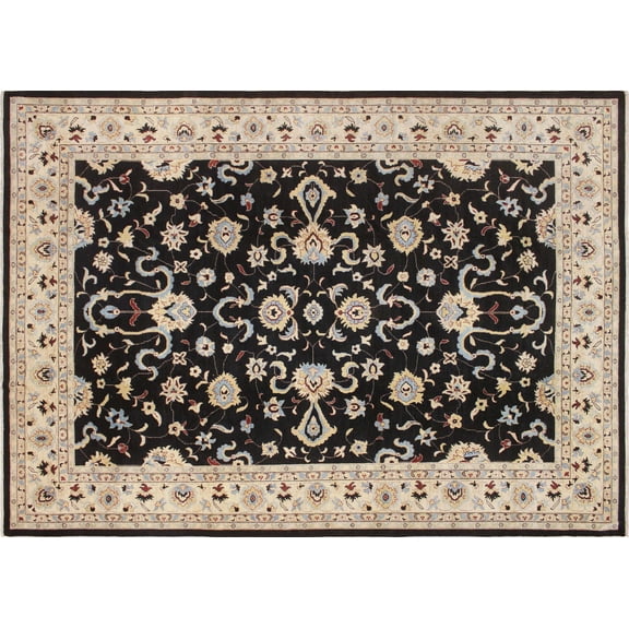 noori rug n3185 peshawar jansaule area rug, 10'0" x 13'6", black/ivory