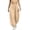 Khaki, variant on hoksml Women's Tie Waist Jogger Pants, Solid Color Loose Elastic Cuff Casual Trousers