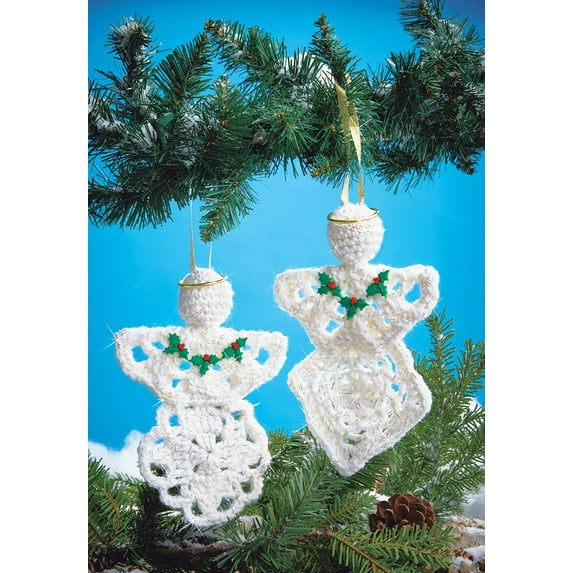 Mary Maxim Crocheted Sparkling Angels Ornament Kit Yarn