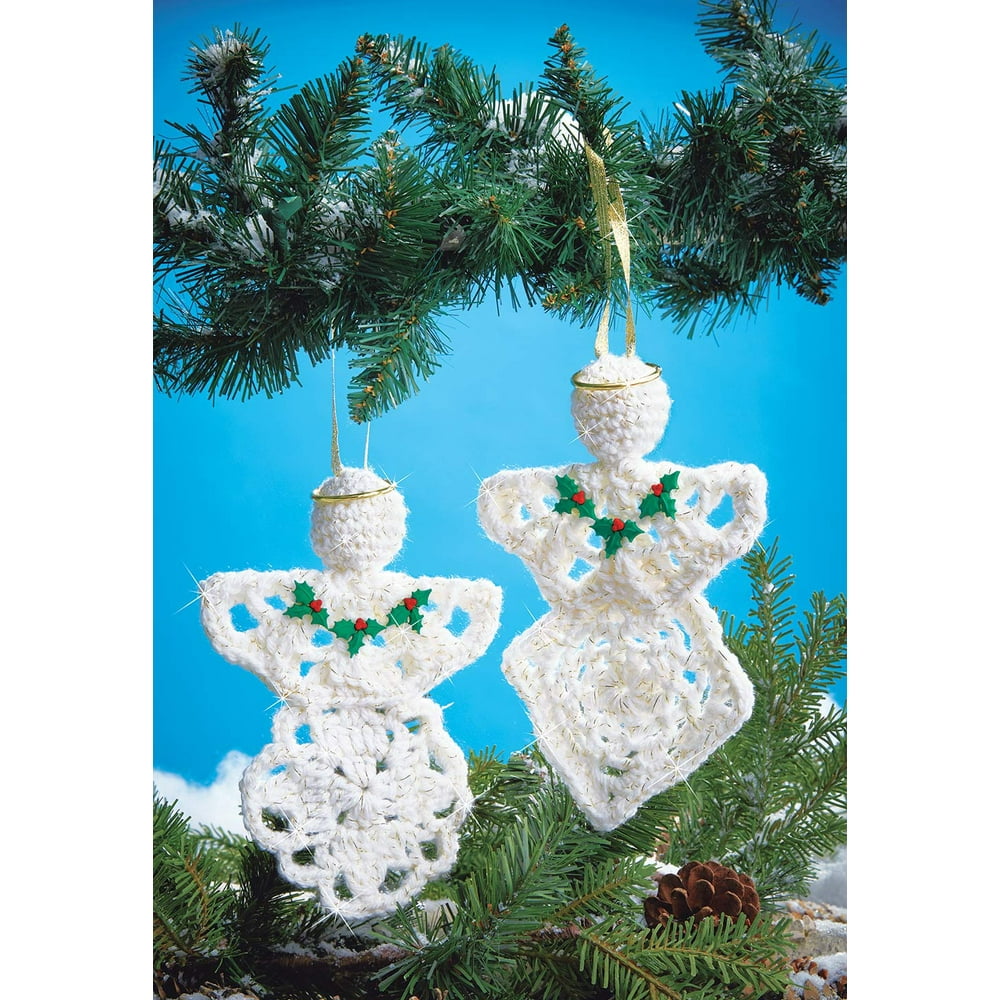 Mary Maxim Crocheted Sparkling Angels Ornament Kit Yarn
