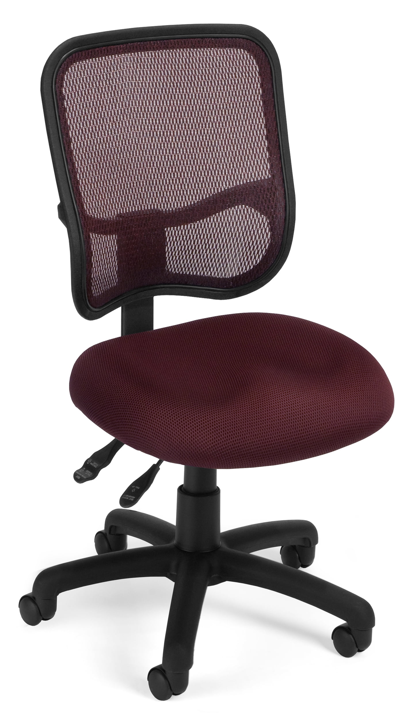 OFM Comfort Series Ergonomic Mesh Mid Back Armless Task Chair, in Wine