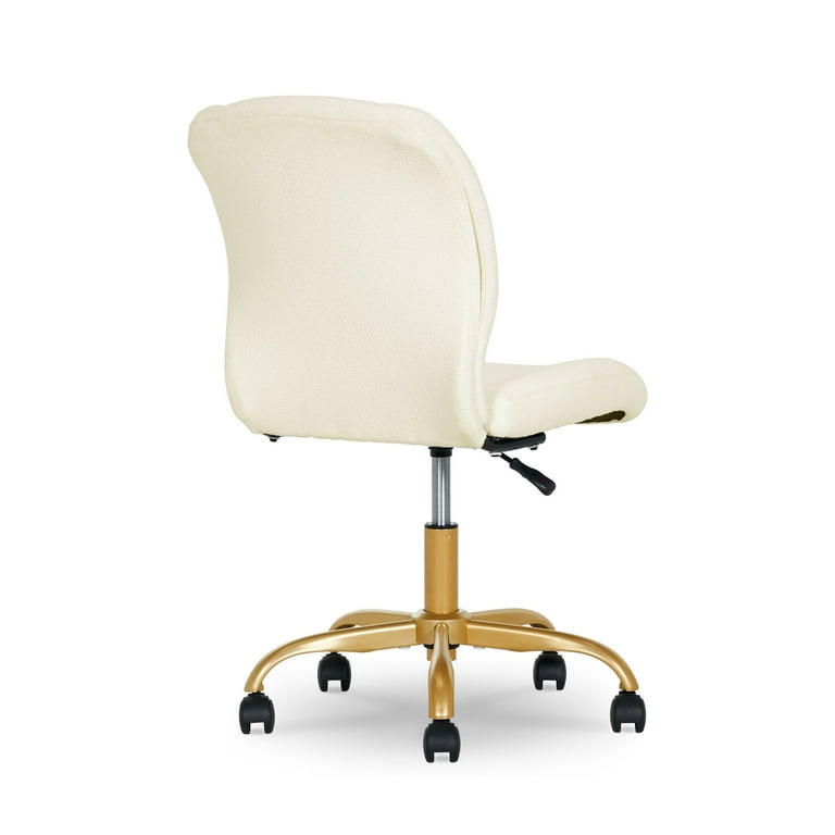 Mainstays Boucl Armless Office Chair for Adults and Teens Cream