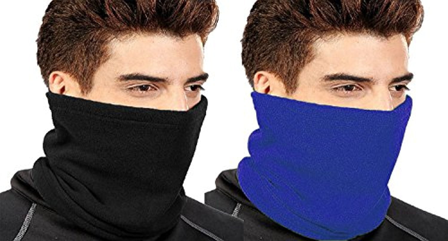 Peach Couture Thick Knit One Hole Facemask Balaclava Snowboarding Biker Mask (Black Blue) by