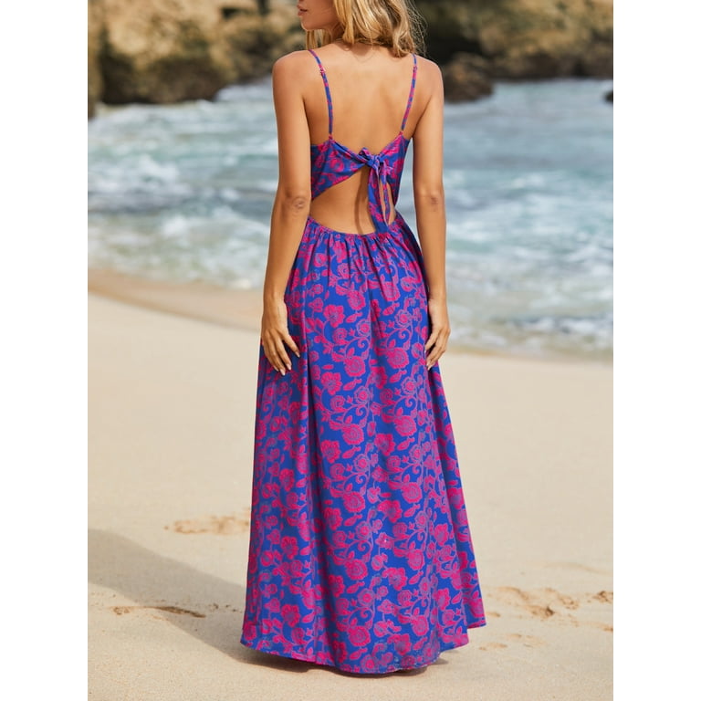 CUPSHE/Vネックライン フローラル マキシ ドレス Cupshe Women's Long V-neck Knot Floral Print Maxi Beachwear
