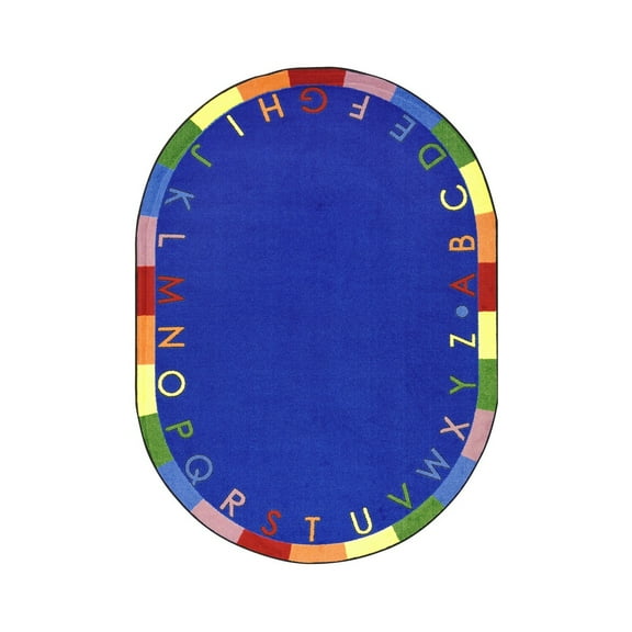 Joy Carpets 1543DD-01 Rainbow Alphabet Bold 7 ft.8 in. x 10 ft.9 in. Oval  WearOn Nylon Machine Tufted- Cut Pile Educational Rug