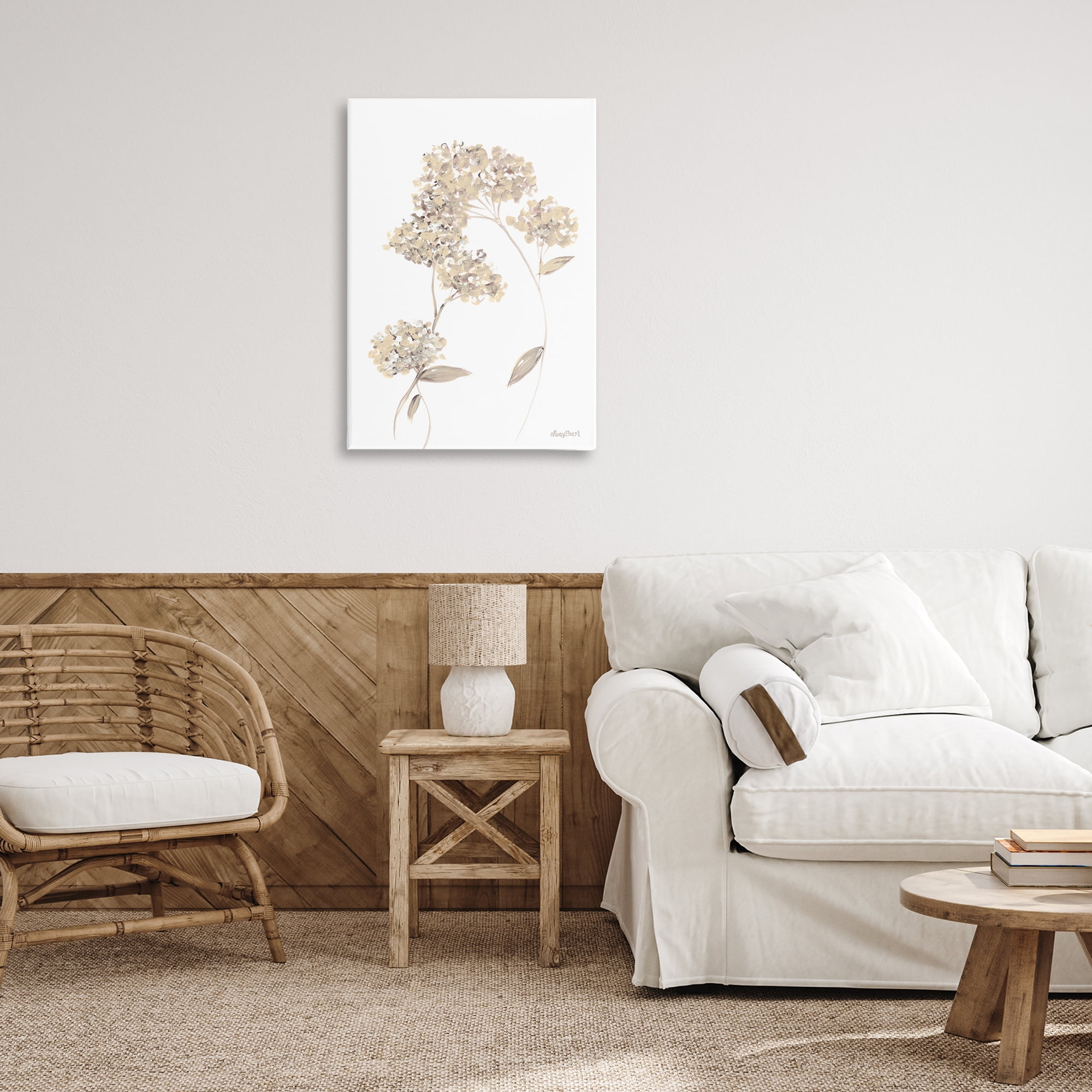 Stupell Industries Neutral Geranium Florets Botanical & Floral Painting Gallery Wrapped Canvas Art Print Wall Art, 20 x 30