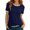 Navy, variant on OOOUM Women Basic T Shirts Solid Color Short Sleeve Ringer Tee Shirt Comfort Modern Fit Casual Summer Tops Blue M