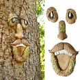 thumbnail image 4 of Tree Faces Decor Outdoor Tree Face Statues Old Man Tree Hugger Bark Ghost Face Decoration Halloween Easter Garden Creative Props., 4 of 6