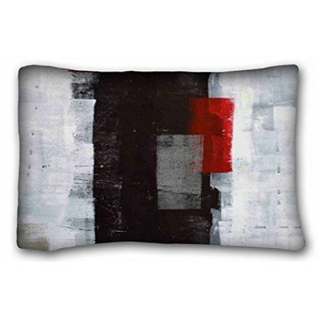 Red And Grey Pillows WinHome Black Grey And Red Abstract Art Pillow Cover Square Pillow Case Cushion Cover Sofa Size 20x30 Inches Two Side ()