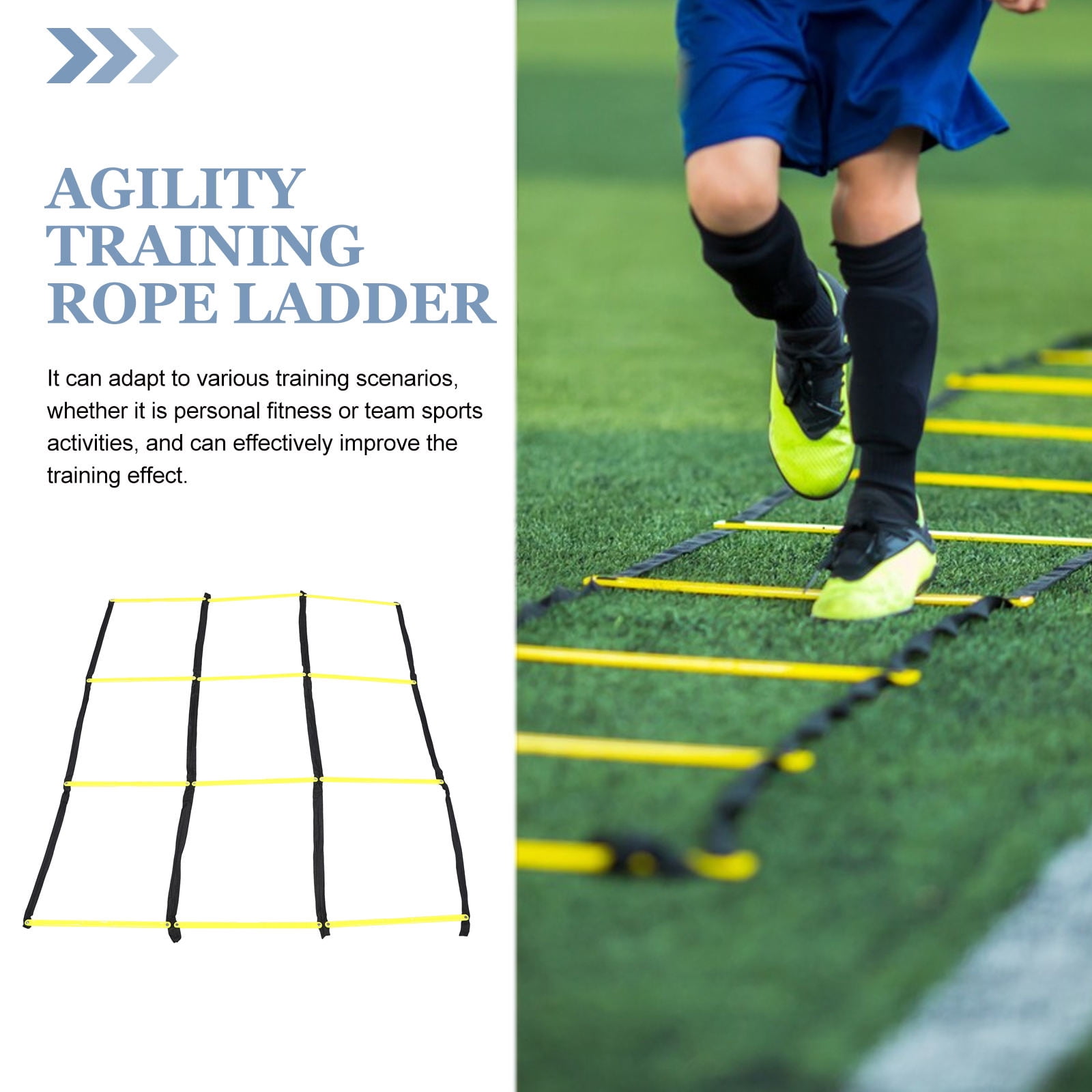 ELAYARD Foldable Yellow Agility Ladder for Football Soccer Training, Speed Ladder for Quick Footwork, Agility & Coordination Drills