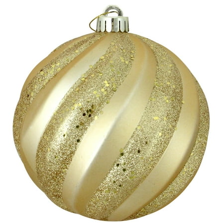 Vegas Gold Glitter Swirl Shatterproof Christmas Ball ...