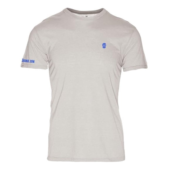 RecyclenBrand RM101SBl-S Triblend Crew T-Shirt for Mens, Silver with Blue Logo - Small
