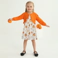 thumbnail image 3 of GYRATEDREAM Kid Toddler Girl Fall Dress+Cardigan 2 Piece Pumpkin Sleeveless Dress and Cardigan Set Halloween Thanksgiving Outfits 18M-5Y, 3 of 7