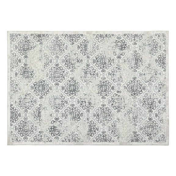 GlowSol 9'x12' Large Area Rug Farmhouse Floral Rug Carpet Soft Foldable Rug Non-Slip Stain-Resistant Floor Carpet for Dorm Nursery, Gray