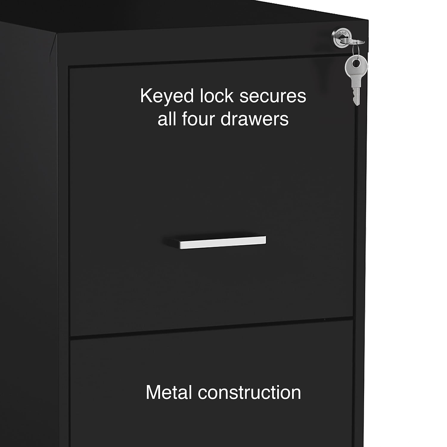 MyOfficeInnovations 4-Drawer Vertical File Cabinet Locking Letter Black 18"D (52152) 2806660